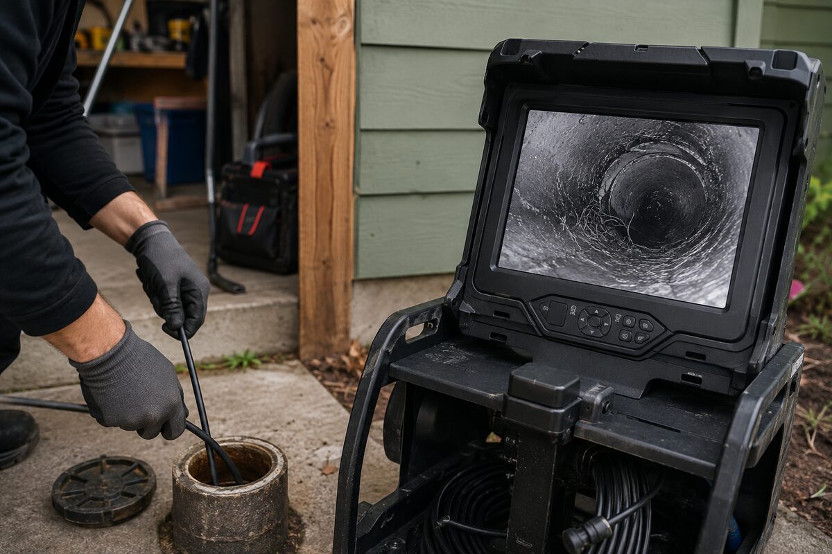 Sewer scope camera inspection of a clay sewer lateral in Grass Valley, CA